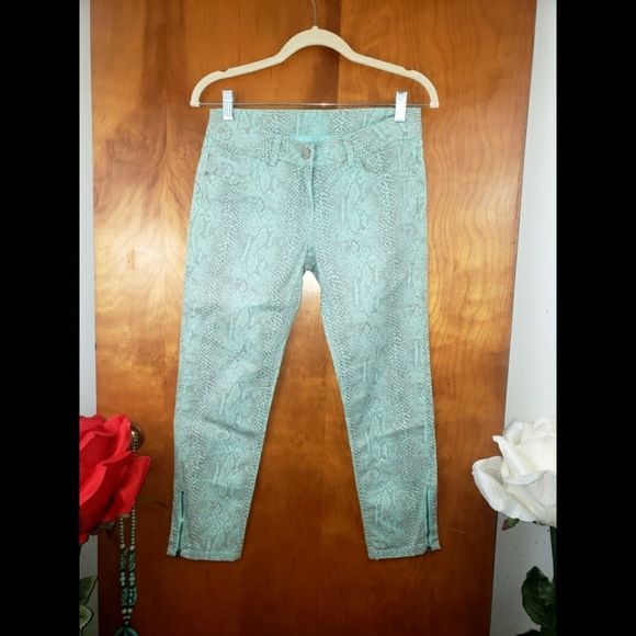 Kookai Pale Turqouise Snakeskin Printed Jeans - Picture 2 of 8